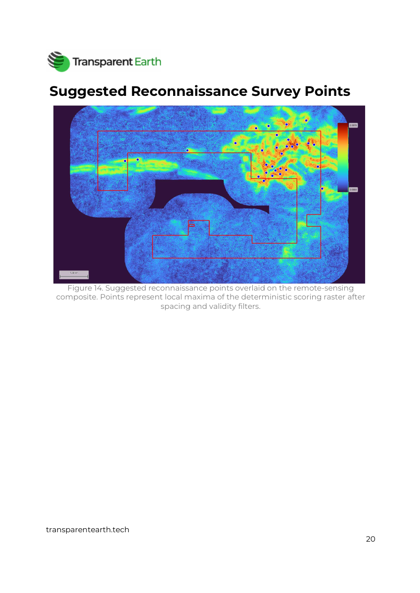 Sample report page with suggested reconnaissance survey points